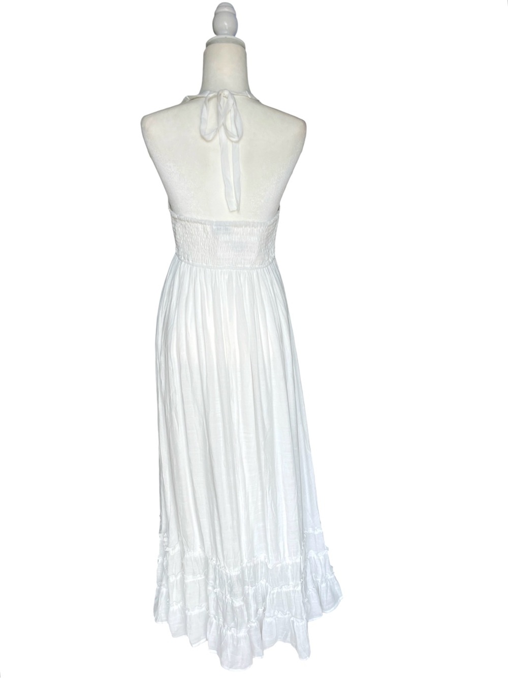 NWT White Halter Maxi Dress with Crochet Bodice Wedding Dress Beach Pictures - Picture 10 of 14